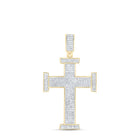 10kt Yellow Gold Men's Round Diamond Cross Charm Pendant - 3/4 Cttw | Splendid Jewellery - Splendid Jewellery