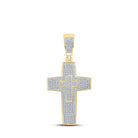 10kt Yellow Gold Men's Round Diamond Cross Charm Pendant - 3/4 Cttw | Splendid Jewellery - Splendid Jewellery