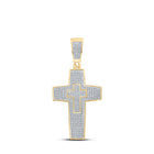 10kt Yellow Gold Men's Round Diamond Cross Charm Pendant - 3/4 Cttw | Splendid Jewellery - Splendid Jewellery