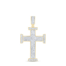 Load image into Gallery viewer, 10kt Yellow Gold Men's Round Diamond Cross Charm Pendant - 3/4 Cttw | Splendid Jewellery Top view from the 10Kt Yellow Gold Mens Round Diamond Cross Charm Pendant 3 4 Cttwpin223551 collection by Splendid Jewellery