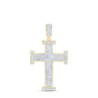 10kt Yellow Gold Men's Round Diamond Cross Charm Pendant - 3/4 Cttw | Splendid Jewellery Top view from the 10Kt Yellow Gold Mens Round Diamond Cross Charm Pendant 3 4 Cttwpin223551 collection by Splendid Jewellery