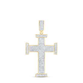 10kt Yellow Gold Men's Round Diamond Cross Charm Pendant - 3/4 Cttw | Splendid Jewellery Top view from the 10Kt Yellow Gold Mens Round Diamond Cross Charm Pendant 3 4 Cttwpin223551 collection by Splendid Jewellery