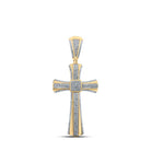10kt Yellow Gold Men's Round Diamond Cross Charm Pendant - 3/4 Cttw | Splendid Jewellery - Splendid Jewellery