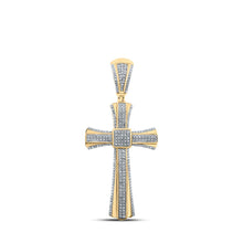 Load image into Gallery viewer, 10kt Yellow Gold Men's Round Diamond Cross Charm Pendant - 3/4 Cttw | Splendid Jewellery - Splendid Jewellery