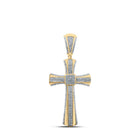 10kt Yellow Gold Men's Round Diamond Cross Charm Pendant - 3/4 Cttw | Splendid Jewellery - Splendid Jewellery