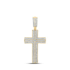 10kt Yellow Gold Men's Round Diamond Cross Charm Pendant - 3/8 Cttw - Splendid Jewellery - Splendid Jewellery