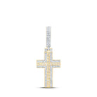 10kt Yellow Gold Men's Round Diamond Cross Charm Pendant - 3/8 Cttw | Splendid Jewellery - Splendid Jewellery