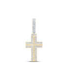 10kt Yellow Gold Men's Round Diamond Cross Charm Pendant - 3/8 Cttw | Splendid Jewellery - Splendid Jewellery