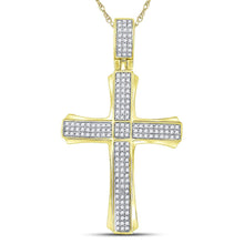 Load image into Gallery viewer, 10kt Yellow Gold Men's Round Diamond Cross Charm Pendant - 3/8 Cttw | Splendid Jewellery - Splendid Jewellery