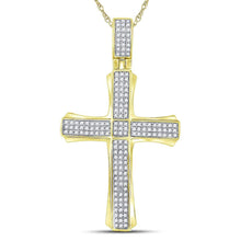 Load image into Gallery viewer, 10kt Yellow Gold Men's Round Diamond Cross Charm Pendant - 3/8 Cttw | Splendid Jewellery - Splendid Jewellery