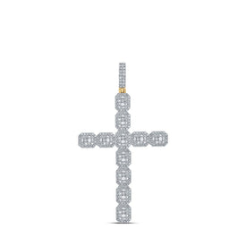 10kt Yellow Gold Men's Round Diamond Cross Charm Pendant - 4 - 1/4 Ct.t.w. - Splendid Jewellery