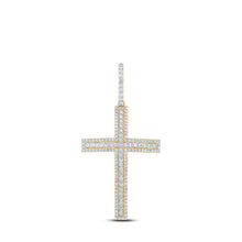 Load image into Gallery viewer, 10kt Yellow Gold Men's Round Diamond Cross Charm Pendant - 4 Cttw | Splendid Jewellery - Splendid Jewellery