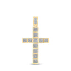 10kt Yellow Gold Men's Round Diamond Cross Charm Pendant 5/8 Cttw - A Dazzling Symbol of Faith and Style - Splendid Jewellery