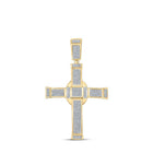10kt Yellow Gold Men's Round Diamond Cross Charm Pendant - 7/8 Cttw - Splendid Jewellery - Splendid Jewellery