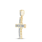 10kt Yellow Gold Men's Round Diamond Cross Charm Pendant - 7/8 Cttw - Splendid Jewellery - Splendid Jewellery