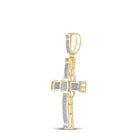 10kt Yellow Gold Men's Round Diamond Cross Charm Pendant - 7/8 Cttw - Splendid Jewellery - Splendid Jewellery