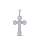 10kt Yellow Gold Men's Round Diamond Cross Charm Pendant - A Dazzling Statement of Faith - Splendid Jewellery