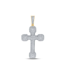 Load image into Gallery viewer, 10kt Yellow Gold Men's Round Diamond Cross Charm Pendant - A Dazzling Statement of Faith - Splendid Jewellery