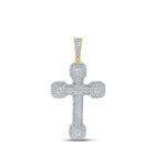 10kt Yellow Gold Men's Round Diamond Cross Charm Pendant - A Dazzling Statement of Faith - Splendid Jewellery
