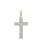 10kt Yellow Gold Men's Round Diamond Cross Charm Pendant - A Dazzling Statement of Faith and Style - Splendid Jewellery