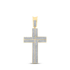 10kt Yellow Gold Men's Round Diamond Cross Charm Pendant - A Dazzling Statement of Faith and Style - Splendid Jewellery