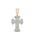 10kt Yellow Gold Men's Round Diamond Cross Charm Pendant - A Dazzling Statement of Faith and Style - Splendid Jewellery