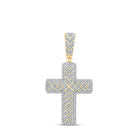 10kt Yellow Gold Men's Round Diamond Cross Charm Pendant - A Dazzling Statement Piece - Splendid Jewellery