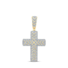 Load image into Gallery viewer, 10kt Yellow Gold Men's Round Diamond Cross Charm Pendant - A Dazzling Statement Piece - Splendid Jewellery