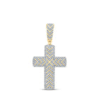 10kt Yellow Gold Men's Round Diamond Cross Charm Pendant - A Dazzling Statement Piece - Splendid Jewellery