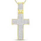 10kt Yellow Gold Men's Round Diamond Cross Charm Pendant - A Dazzling Statement Piece Top view from the 10Kt Yellow Gold Mens Round Diamond Cross Charm Pendant 1 4 Cttwpin222181 collection by Splendid Jewellery