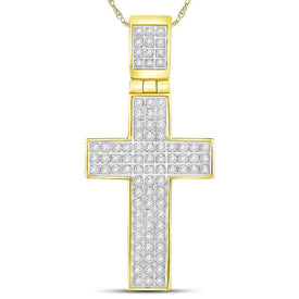 10kt Yellow Gold Men's Round Diamond Cross Charm Pendant - A Dazzling Statement Piece Top view from the 10Kt Yellow Gold Mens Round Diamond Cross Charm Pendant 1 4 Cttwpin222181 collection by Splendid Jewellery