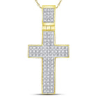 10kt Yellow Gold Men's Round Diamond Cross Charm Pendant - A Dazzling Statement Piece Side view from the 10Kt Yellow Gold Mens Round Diamond Cross Charm Pendant 1 4 Cttwpin222181 collection by Splendid Jewellery