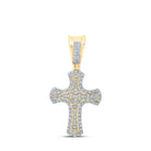 10kt Yellow Gold Men's Round Diamond Cross Charm Pendant - A Dazzling Statement Piece - Splendid Jewellery