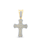 10kt Yellow Gold Men's Round Diamond Cross Charm Pendant - A Dazzling Statement Piece - Splendid Jewellery