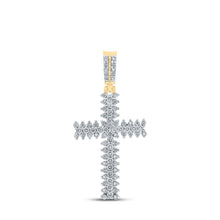 Load image into Gallery viewer, 10kt Yellow Gold Men's Round Diamond Cross Charm Pendant - A Dazzling Statement Piece - Splendid Jewellery