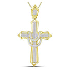 10kt Yellow Gold Mens Round Diamond Cross Charm Pendant - A Dazzling Symbol of Faith and Style - Splendid Jewellery