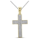 10kt Yellow Gold Men's Round Diamond Cross Charm Pendant - A Dazzling Symbol of Faith and Style - Splendid Jewellery
