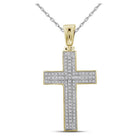 10kt Yellow Gold Men's Round Diamond Cross Charm Pendant - A Dazzling Symbol of Faith and Style - Splendid Jewellery