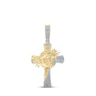 10kt Yellow Gold Men's Round Diamond Cross Charm Pendant - A Dazzling Symbol of Faith and Style - Splendid Jewellery