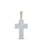 10kt Yellow Gold Men's Round Diamond Cross Charm Pendant - A Dazzling Symbol of Faith and Style - Splendid Jewellery