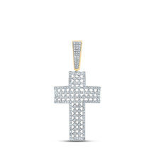 Load image into Gallery viewer, 10kt Yellow Gold Men's Round Diamond Cross Charm Pendant - A Dazzling Symbol of Faith and Style - Splendid Jewellery
