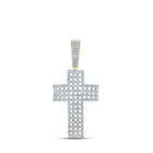 10kt Yellow Gold Men's Round Diamond Cross Charm Pendant - A Dazzling Symbol of Faith and Style - Splendid Jewellery