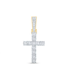 Load image into Gallery viewer, 10kt Yellow Gold Men&#39;s Round Diamond Cross Charm Pendant - A Dazzling Symbol of Faith and Style Top view from the 10Kt Yellow Gold Mens Round Diamond Cross Charm Pendant 1 8 Cttwpin223735 collection by Splendid Jewellery