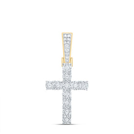 10kt Yellow Gold Men's Round Diamond Cross Charm Pendant - A Dazzling Symbol of Faith and Style Top view from the 10Kt Yellow Gold Mens Round Diamond Cross Charm Pendant 1 8 Cttwpin223735 collection by Splendid Jewellery
