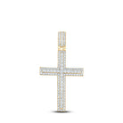 10kt Yellow Gold Men's Round Diamond Cross Charm Pendant - A Dazzling Symbol of Faith and Style - Splendid Jewellery