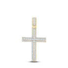 10kt Yellow Gold Men's Round Diamond Cross Charm Pendant - A Dazzling Symbol of Faith and Style - Splendid Jewellery