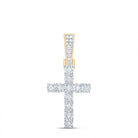 10kt Yellow Gold Men's Round Diamond Cross Charm Pendant - A Dazzling Symbol of Faith and Style - Splendid Jewellery