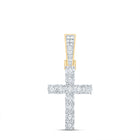 10kt Yellow Gold Men's Round Diamond Cross Charm Pendant - A Dazzling Symbol of Faith and Style - Splendid Jewellery