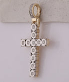 10kt Yellow Gold Men's Round Diamond Cross Charm Pendant - A Dazzling Symbol of Faith and Style - Splendid Jewellery