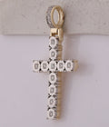 10kt Yellow Gold Men's Round Diamond Cross Charm Pendant - A Dazzling Symbol of Faith and Style - Splendid Jewellery
